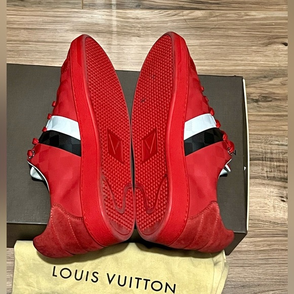 Like new! Louis Vuitton Damier Infini Frontrow rouge 'Red Checkered' sneakers - Picture 4 of 8